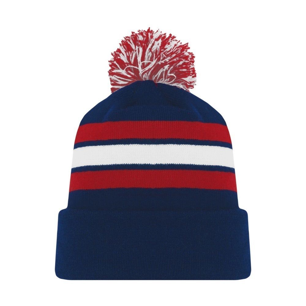 NEW Navy, Red and White Striped Pom-Pom Beanie